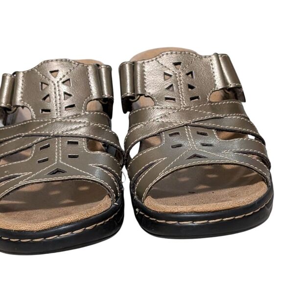 Clarks open toe wedge platform sandals women's size 9M metallic summer beach - Picture 7 of 9